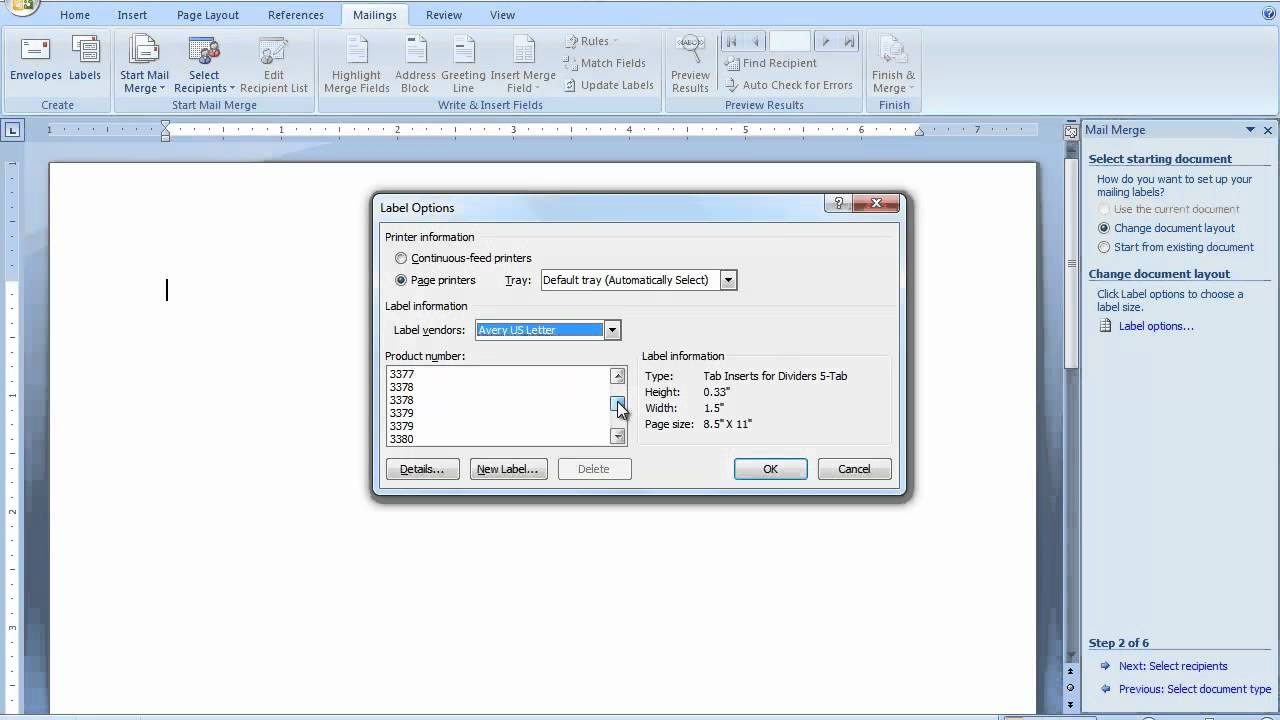 Create Labels Using Mail Merge in Word 2007 or Word 2010 - YouTube