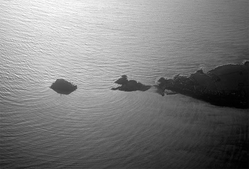 Island off Wales from above.