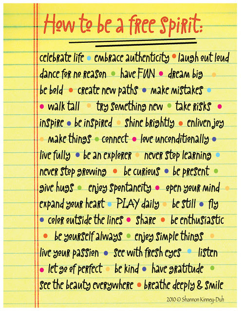 How to be a free spirit list