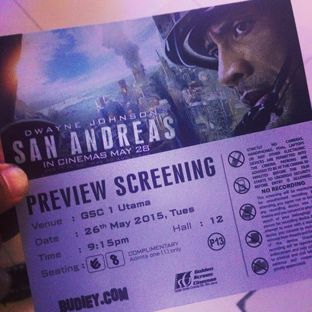‪#‎NowHappening‬ Premiere Tayangan Premiere SAN ANDREAS anjuran www.budiey.com TQ @budiey @ammeebo @im4ufm @yasminyunus #PremiereWithBudiey