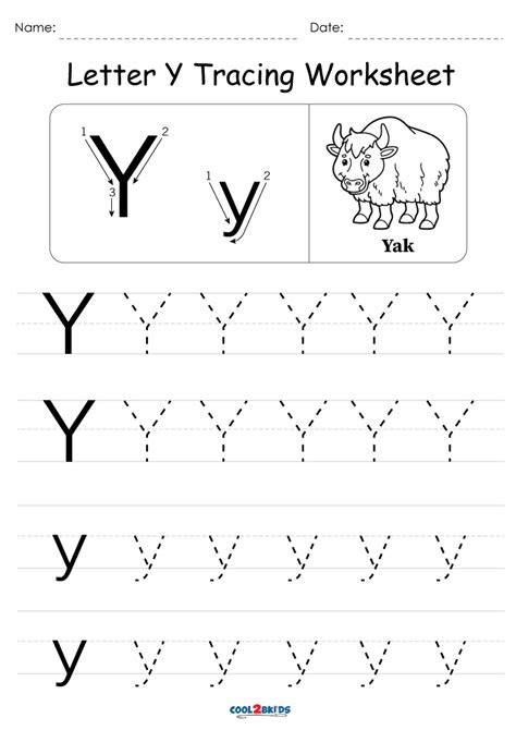  free printable letter y tracing worksheets