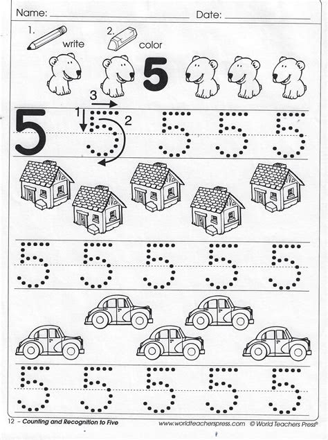  tracing numbers 1 2 3 4 5 worksheet numbers preschool kindergarten