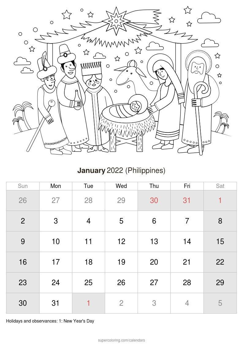 january 2022 calendar philippines