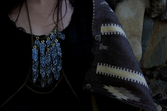 Chulyen - Black feather amulet necklace