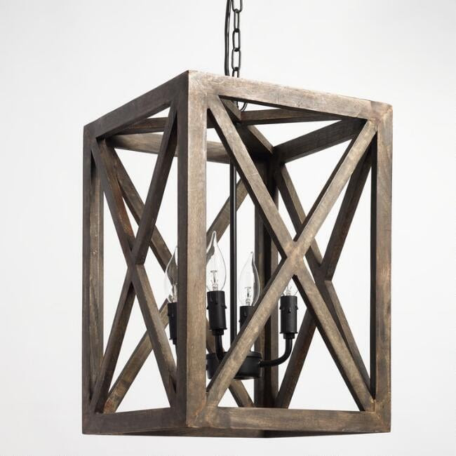 Gray Wood And Iron Chandelier