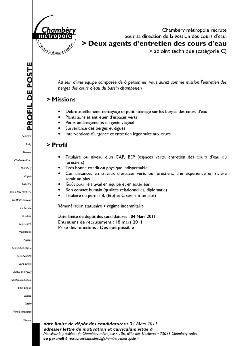 Lettre de motivation agent d entretien espace vert ...