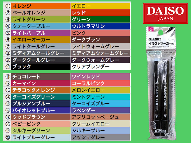 100円図鑑 ダイソー イラストマーカー 2色入 全種