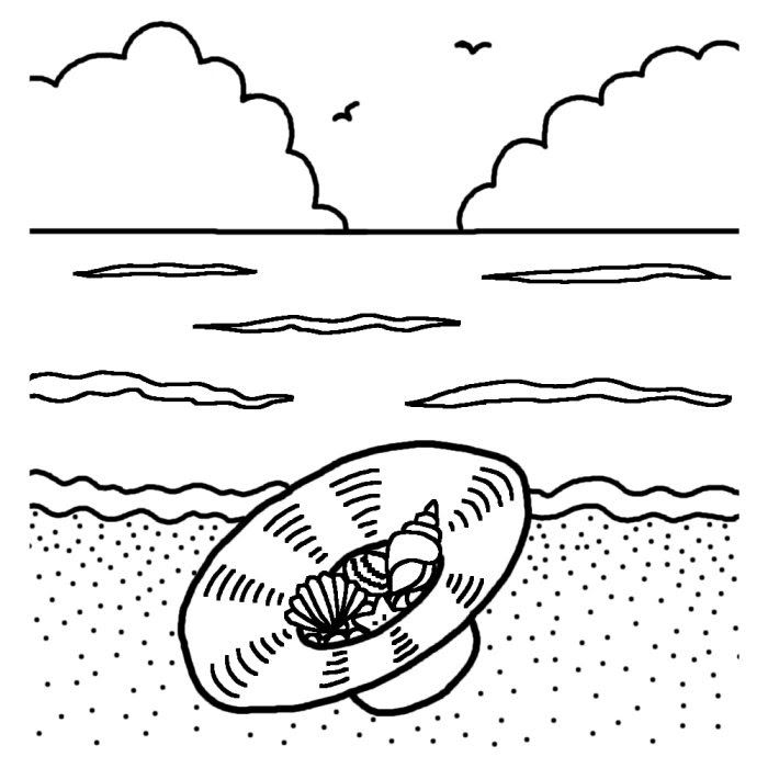 夏の思い出 白黒 海の無料イラスト 夏の季節素材