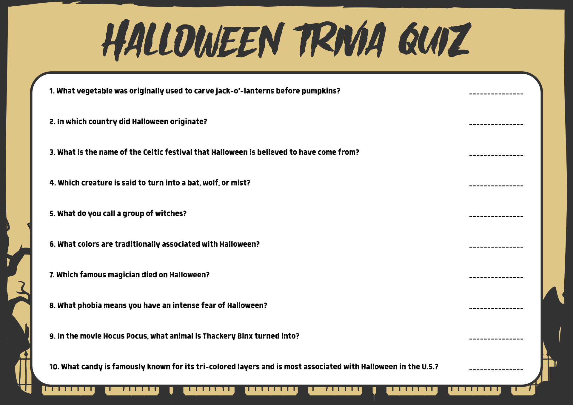 5 Best Images of Printable Halloween Trivia Games  Printable Halloween