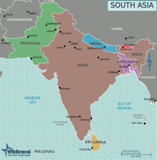 map of south asia with cities