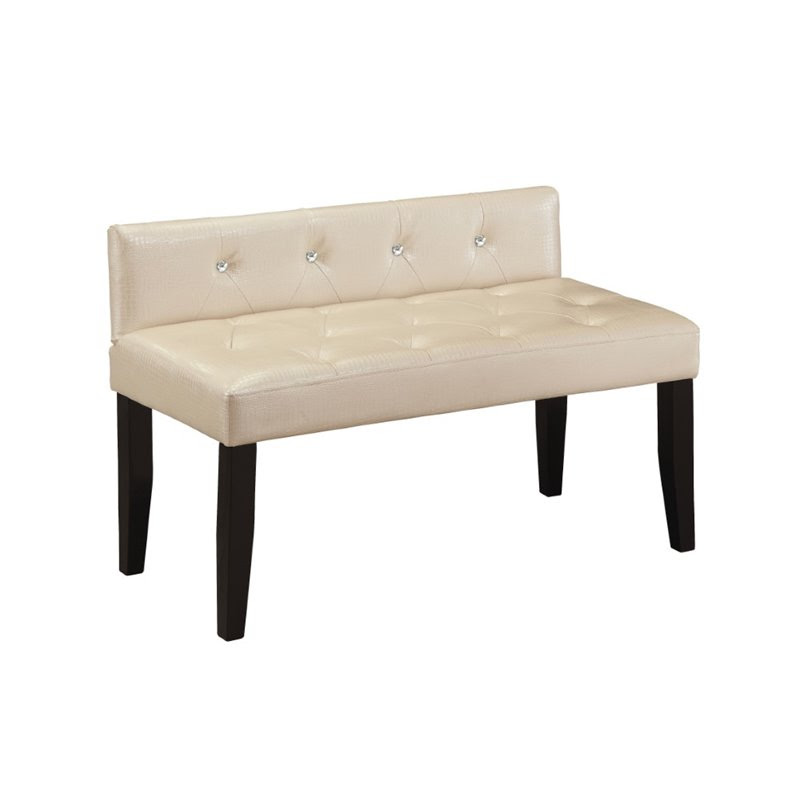 Furniture of America Brannon Faux Leather Bedroom Bench in Pearl White