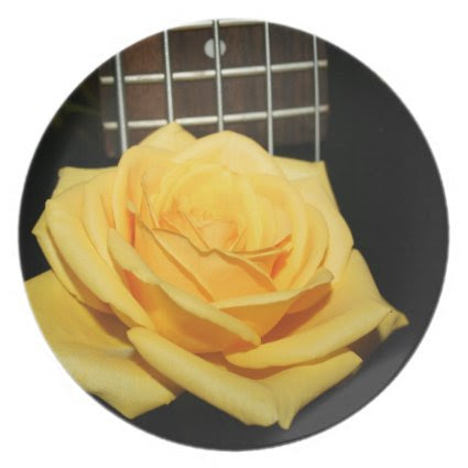 yellow rose five string bass music design photo party plate