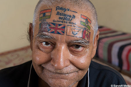 Guinness Rishi and his flag tattoos. Guinness Rishi, 67, of India, 