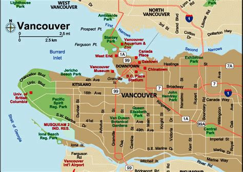 vancouver map tourist attractions travelsfinderscom