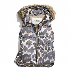 HOODED ANIMAL PRINT PUFFER VEST - COACH f83991 - 19415