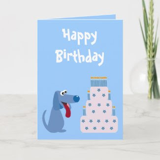 Doggie Birthday Cake on Blue Cartoon Dog Cake Birthday Card By Molly Sky More Birthday Cards