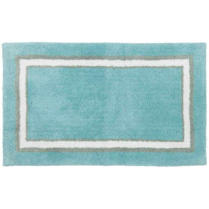 Style Selections Mayfield Bath X Sky Blue Cotton Bath Rug In The Bathroom Rugs Mats Department At Lowes Com