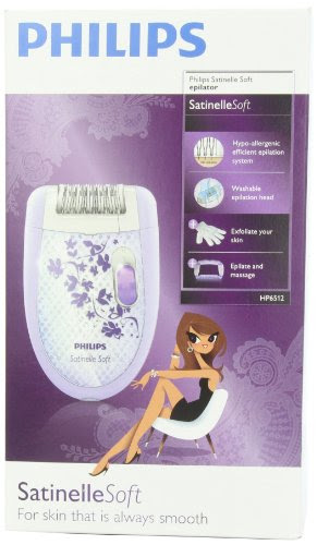 See Philips HP6512 Satinelle Soft Epilator, White/Purple