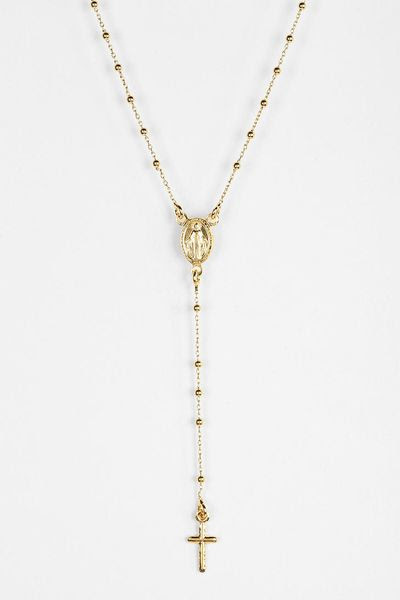 Urban Outfitters Natalie B Jewelry Rosary Necklace in Gold