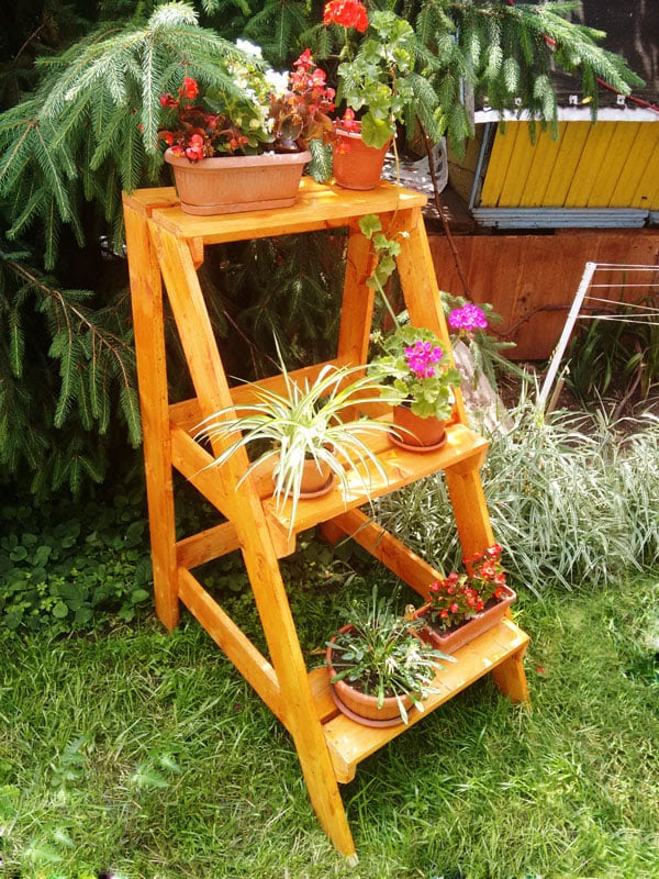 DIY Ladder Plant Stand MyOutdoorPlans Free Woodworking 