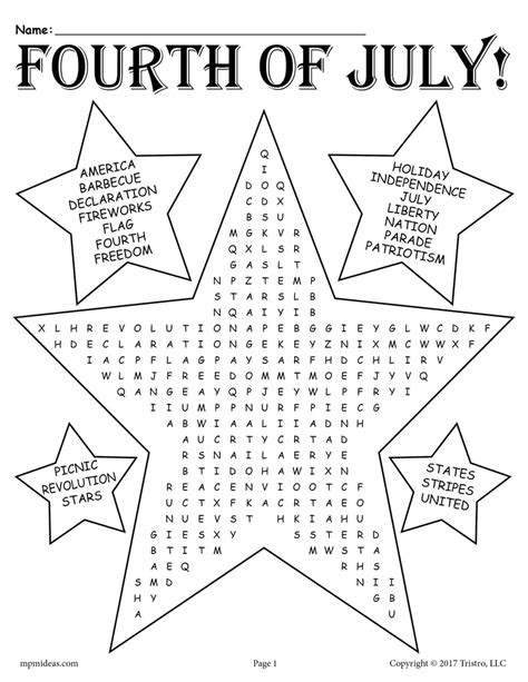 Get this free printable 4th of july word search puzzle and have fun with your kids or students at your 4th of july party it includes 20 words about . printable fourth of july word search supplyme