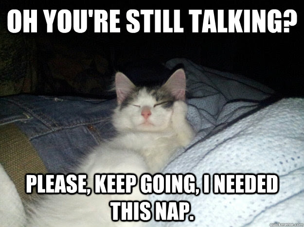 Oh You Re Still Talking Please Keep Going I Needed This Nap Condescending Kitteh Pwns Wonka Quickmeme
