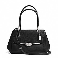 MADISON SMALL LEATHER MADELINE EAST/WEST SATCHEL - COACH f25169 - SILVER/BLACK