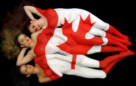 Body painting of a Canada flag