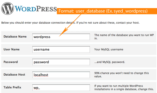 WordPress Install Step 1