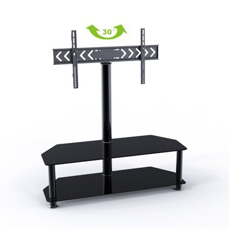 Black Glass TV Stand Bracket 2 Shelf Up to 50" 40 kg