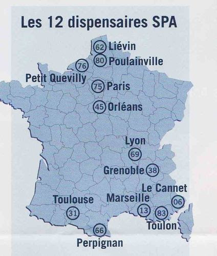 Carte des Dispensaire SPA (France) - DEFENSE ANIMAUX CRÈOLES