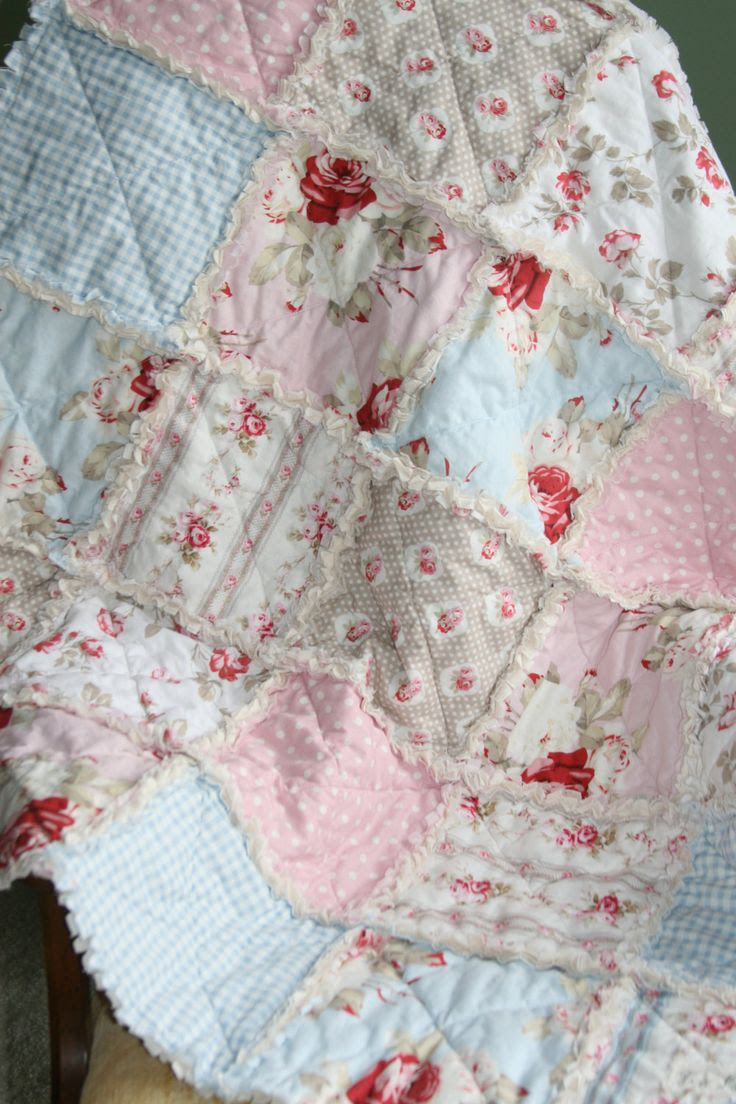 Crib Rag Quilt Baby Girl Crib Bedding Shabby Chic Nursery Petal Tanya…