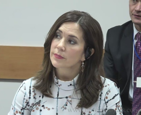Crown Princess Mary together with Moldovian Minister of Health, Ruxanda Glavan visited Public Health Institute in Moldova. Crown Princess Mary wore Sirup Stine Goya Blouse