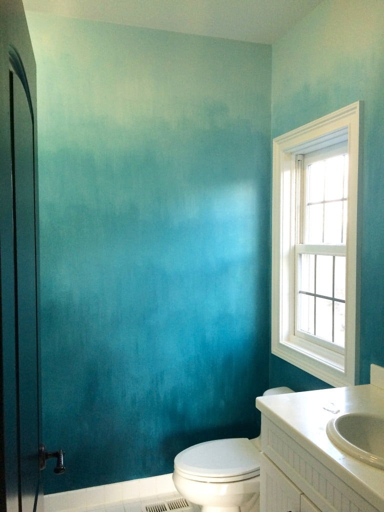 Operation Ombre Turquoise Dip Dyed Painted Wall Treatment Tutorial