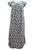 Blue Cotton Caftan Kaftans Leaf Print Long Maxi Dresses M / L