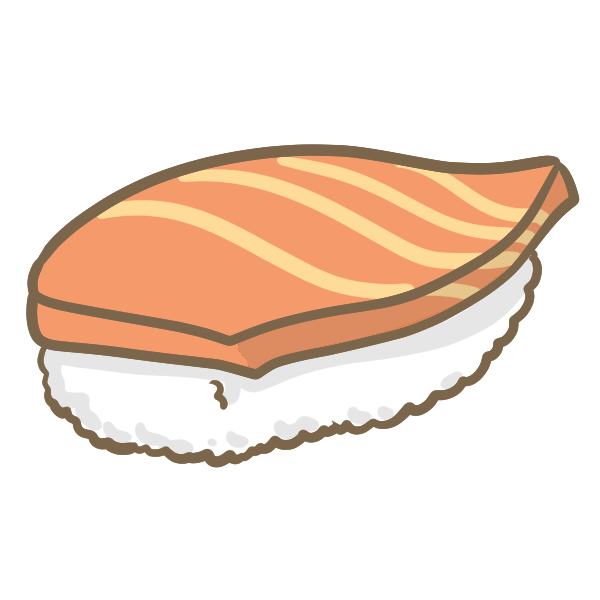 サーモンの握り寿司のイラスト かわいいフリー素材が無料のイラストレイン