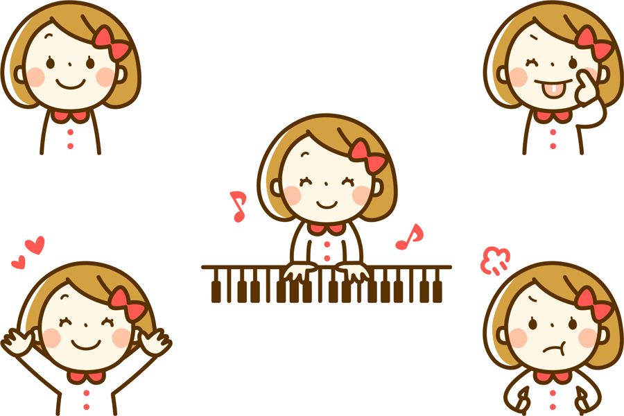 フリーイラスト ピアノを弾くなどの女の子のセットでアハ体験 Gahag 著作権フリー写真 イラスト素材集
