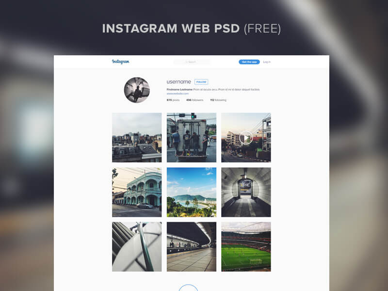 Download instagram Website Template PSD