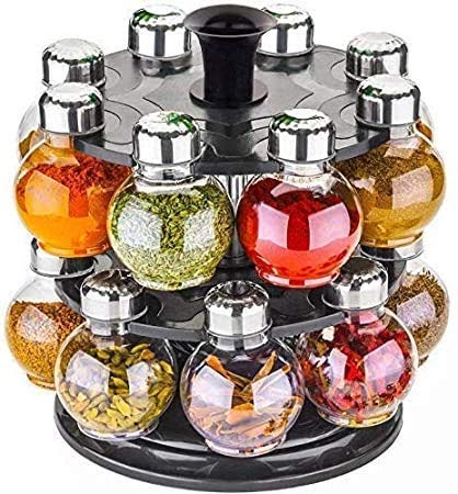 Multipurpose Plastic Big Revolving Spice Rack 16 in 1 / Masala Rack Set/Condiment Set/Spice Container