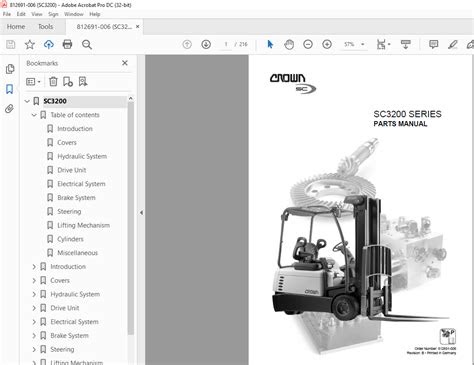 PDF Crown Forklift Sc3200 Series Parts Manual 812691 006