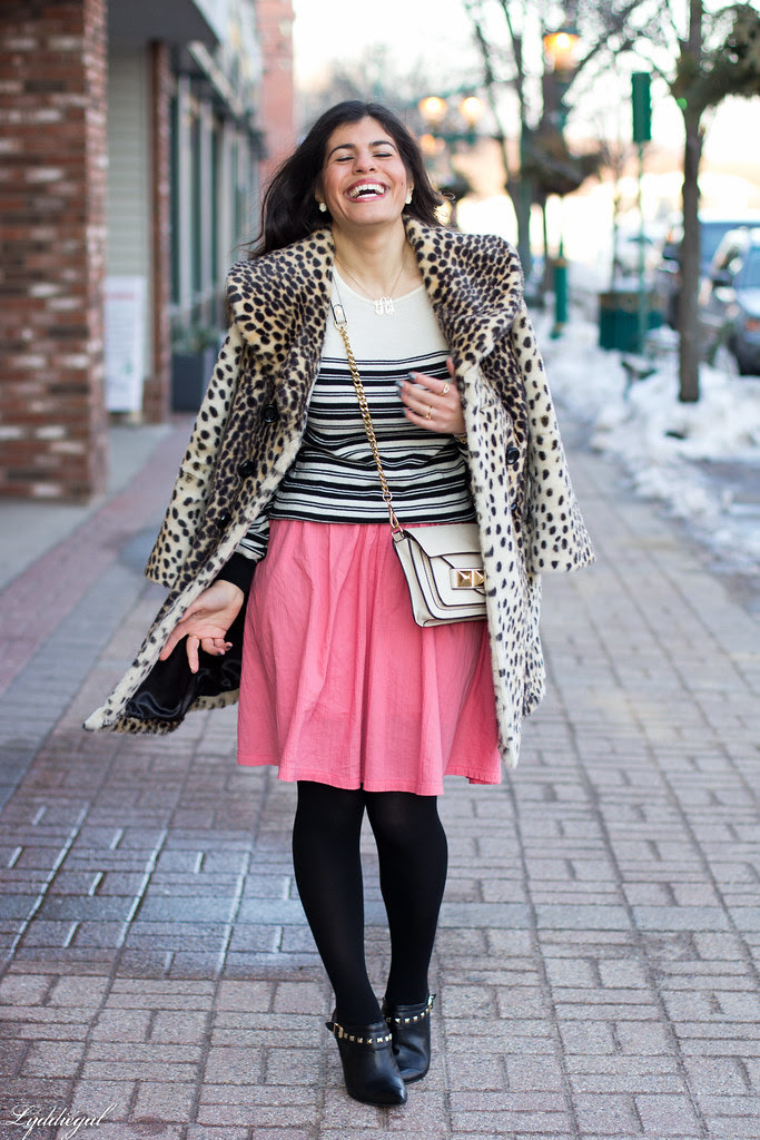 pink skirt, stripes, leopard coat.jpg