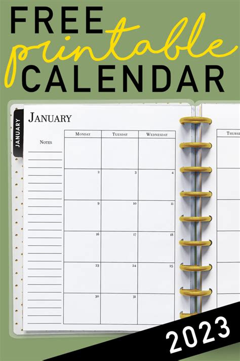  2023 calendar printable pinterest 4 mom envy