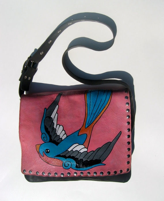 Messenger swallow and black leather /unique / by EchtLynn on Etsy, $ ...