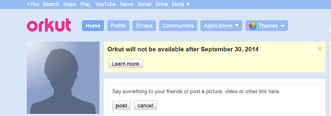 GOOGLE TO SHUTDOWN ORKUT