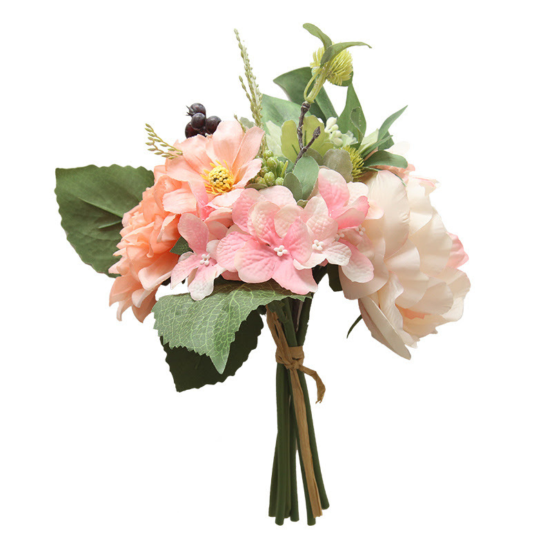 22热卖家庭装饰花束装饰人造花大丽花花束婚礼 Buy 批发仿真花家居装饰鲜花一束玫瑰牡丹 现代设计仿真花婚礼仿真花户外 大丽花花束 仿真花生产厂家摆件婚庆手持鲜花道路指引植物墙假花