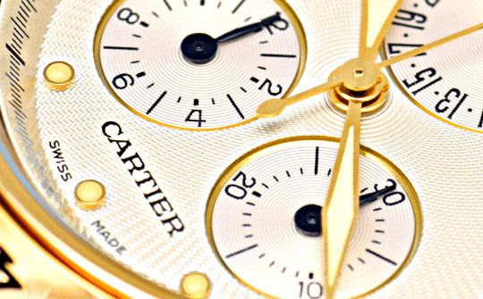 Originalfoto CARTIER PASHA CHRONOGRAPH GELB-GOLD KROKO FALT