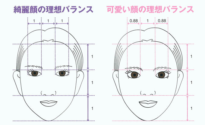 あなたはどっち 美人顔 可愛い顔の黄金比率を紹介 小顔矯正を東京 大阪でするなら 小顔製作所 にお任せ