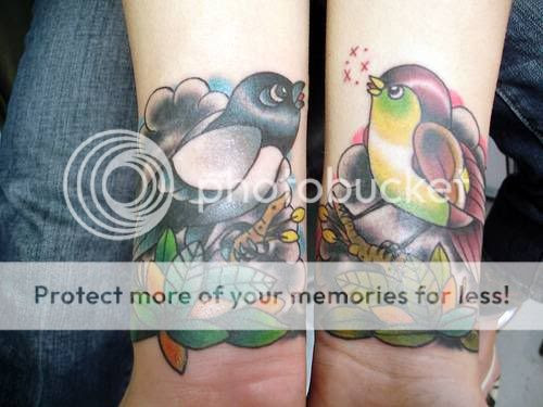Wrist tattoos of birds