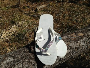 Bling Flip Flops with Swarovski Crystals Beach Wedding Size 11 12 ...