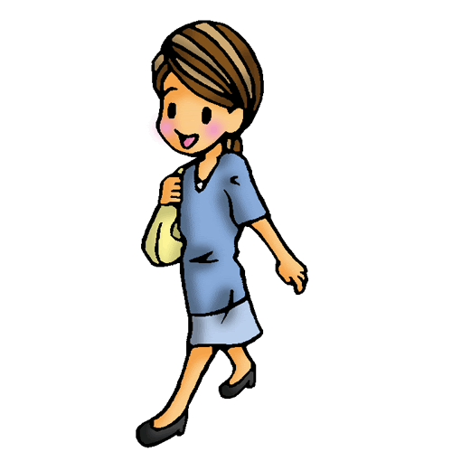 フリー素材 イラスト 人物 女性 の ソザイヂテン お出かけ系